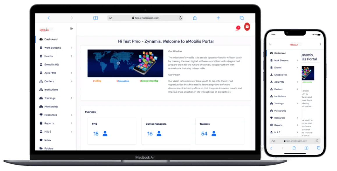 eMobilisAjira dashboard preview