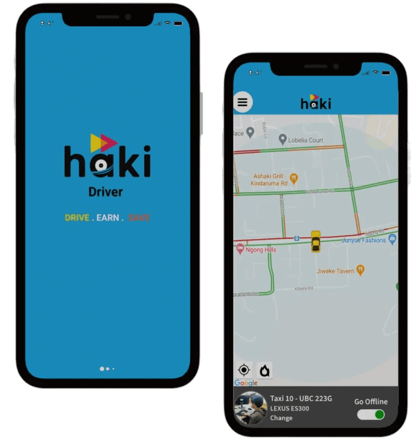 Haki driver mobile app screens