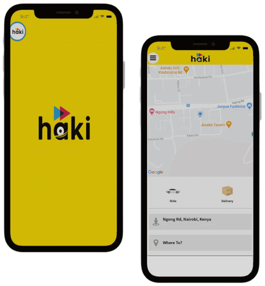 Haki passenger mobile app screens