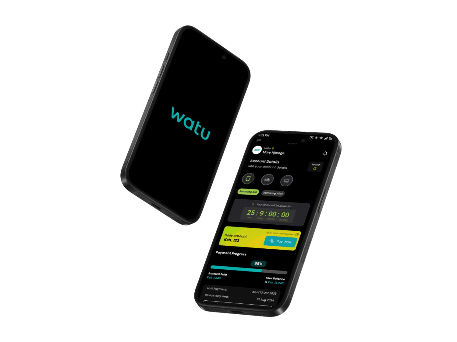 Watu Credit mobile app screens