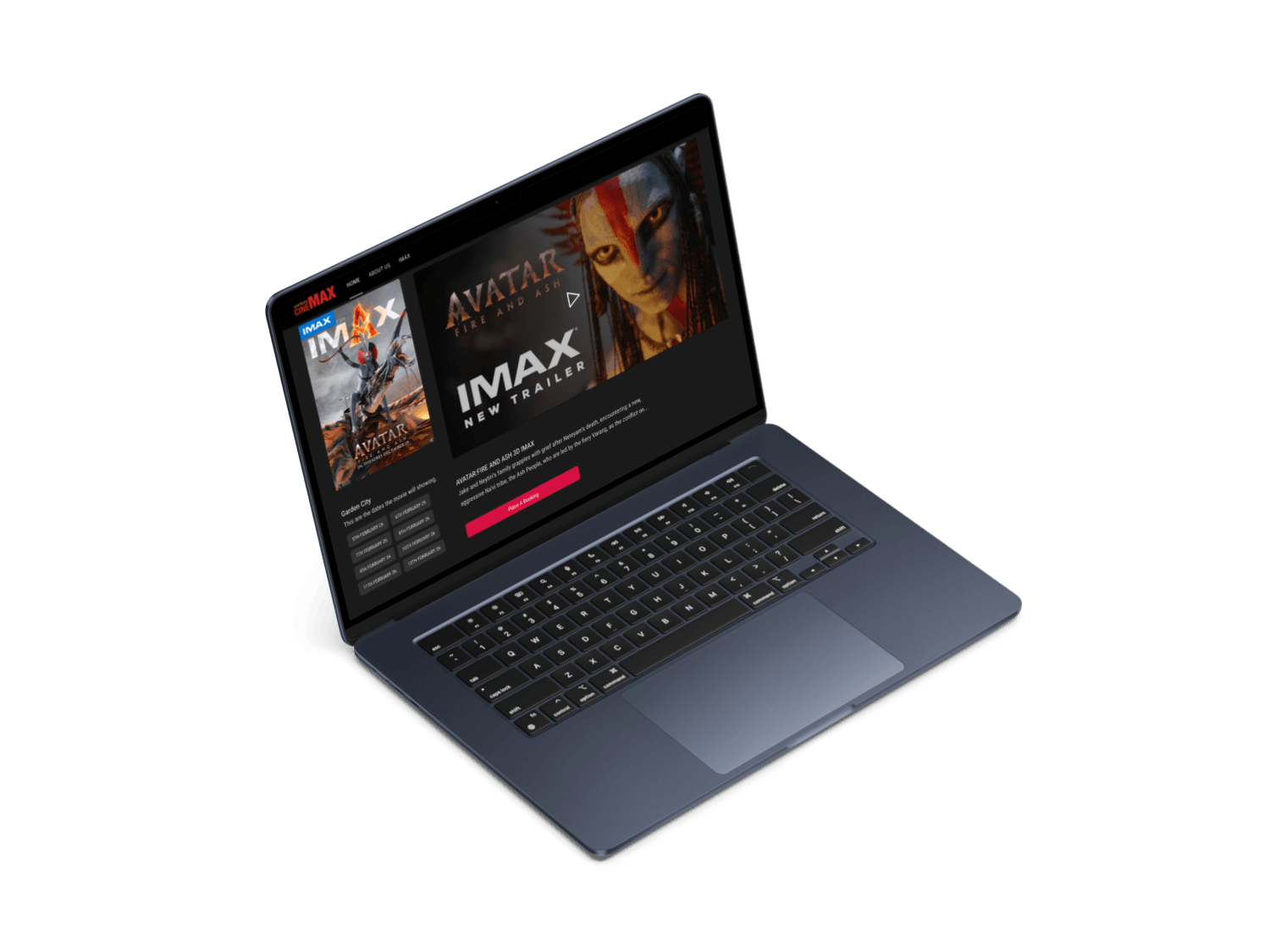 Century Cinemax laptop interface