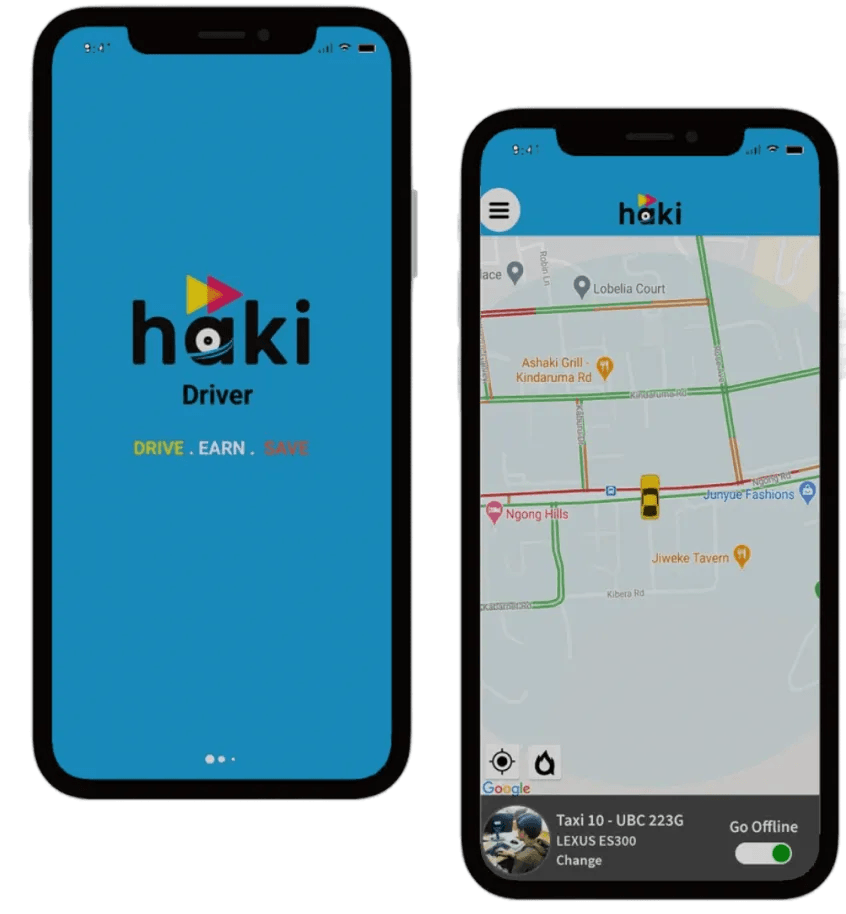 Haki driver mobile app screens